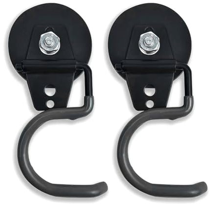 Histos Paquete de 2 de almacenamiento antideslizantes de hierro fuerte magnético para escoba o trapeador, soporte para herramientas de jardín, color negro