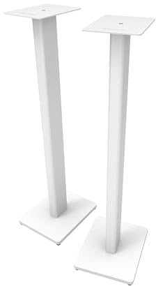 Kanto ST34 34” Universal Speaker Floor Stands for Bookshelf Speakers up to 30 lbs | Improved Sound | Hidden Cable Management | White MDF Base | Pair