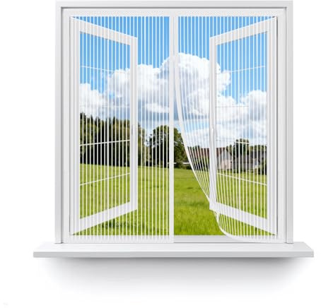 MAGICDOOR Mosquitera Puerta Magnética 95x115cm-Blanco de Poliéster | Cortina para Puertas Exterior Transpirable Autocierre Mosquiteras Ventana Sin Taladrar para Terrazas Dormitorios etc.