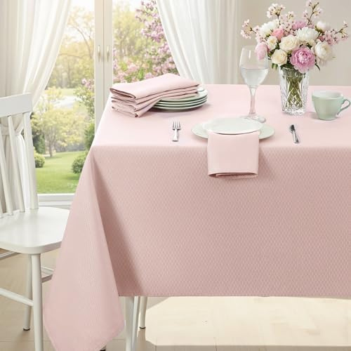 Softalker Outdoor-Tischdecken abwaschbar 140x240 cm rosa rechteckig Frühling Oster wasserabweisend Jacquard Tischdecken Tischtuch Table Cloth für Draußen Garten Geburtstag Frühling Camping Party