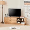 Moderno mueble de TV para televisores de hasta 60 pulgadas con 2 cajones y 2 estantes de almacenamiento abiertos, mesa consola de TV de madera para sala de estar y dormitorio