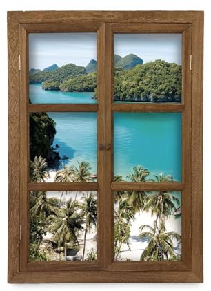 Dekoratives Fenster mit Trompe l'oeil (Thailand)