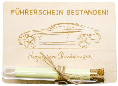 Tankgutschein Geschenk Spritgeld Holz, Geldgeschenk Verpackung mit Reagenzgläser, Tankgutschein für Alle Tankstellen, Holz Tankgutschein Verpackung, Geschenkgutschein Zum Tanken, für Damen Herren(B)