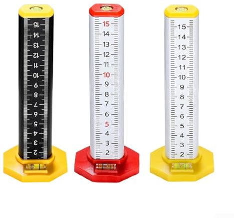 Höhenlineal 2 Stück mit Magnetfuß für genaue Messungen auf Baustellen (gelb)