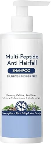 VK Multi Peptide Anti Hairfall Shampoo – Paraben & Sulphate Free Shampoo for Women & Men with Rice Water, Rosemary, Hyaluronic Acid & Caffeine for Hairfall Control 250ml