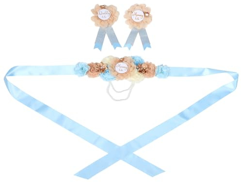 Yardwe Bauchschärpe Schwangerschaft Und Ansteckblume Für Und Papa Bei Babyparty Bauchband Mit Blumen Für Gender Reveal Party Zubehör Für Werdende Eltern