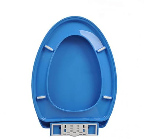 Brigtviee Colore Copriwater Forma V,Tavoletta WC A Chiusura Rallentata,Copri Water per Famiglia,Plastica Termoindurente Avvolgente Cerniere Regolabili Fissaggio Dall'Alto,36x47cm,Blu