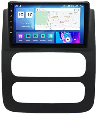 ALOEU 9 Zoll Bildschirm Doppel Din Autoradio Mit GPS Navi Für Jeep Dodge RAM 1500 2500 3500 2002-2005 Android 14 Autoradio GPS Unterstützen DAB+ Lenkradsteuerung 4G WiFi Bluetooth Carplay