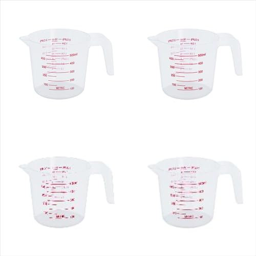 500ml Plastic Measuring Cup High Transparency Kitchen Measuring Jug with Scale Markings Lightweight Design for Liquids Ingredients Baking Cooking (4PCS)