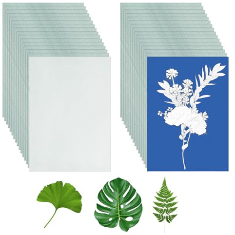30 Blatt sunprint kit A5, Cyanotypie-Papier, Solar-Zeichenpapier mit Acryl-Panel-Papier, Hochempfindliches Sonnendruck-Naturdruckpapier, Solar DruckPapier für Kinder Erwachsene Heimwerken Basteln