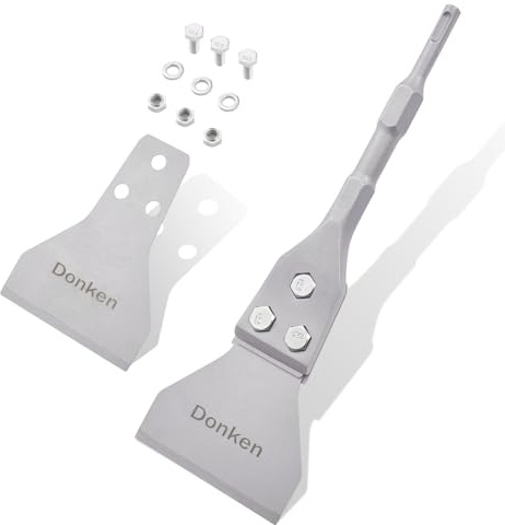 Spachtelmeißel SDS Plus Bodenschaber Meißel SDS Plus für Abziehen von Fußbodenkleber, Teppich, Fliesenkleber, PVC-Fliesen, Farbe (Meißel mit Ersatzblätter Klingen)