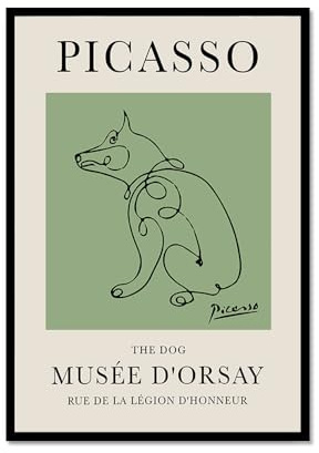 Kunstdruck auf Leinwand, Motiv: Pablo Picasso, Motiv: Pablo Picasso, Tiere, Katze, Hund, Vogel, Pferd, abstrakte Linienzeichnung, Poster für Schlafzimmer, Zuhause, Büro, Dekor (SKU13, 30 x 45 cm