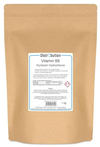 Vitamin B6 hochdosiert Pulver – 1 kg reines Pyridoxin Hydrochlorid, vegan, glutenfrei, laktosefrei, unterstützt Nerven & Energiestoffwechsel