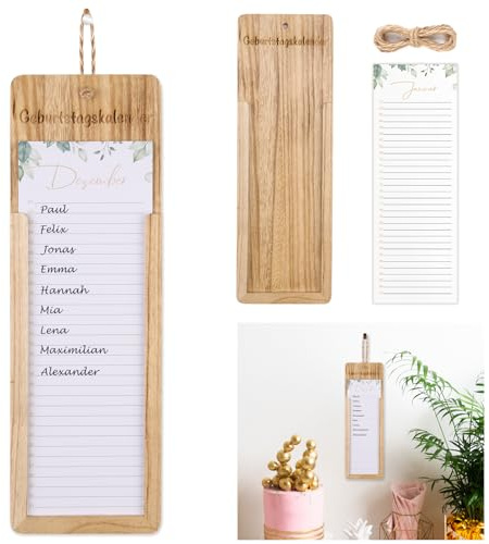 12 Blatt Massivholz Geburtstagskalender Jahresunabhängig Immerwährender Kalender Undatiert 12 x 30cm Geburtstagsplaner Wandkalender Memoboard Geburtstage Familienkalender Für 2026 Geburtstage