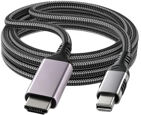 Solisara Cable 4K Mini DisplayPort a HDMI, 2M Cable Mini DP a HDMI Nylon | Nylon Trenzado 2K@60Hz,1080P@120Hz Admite Audio Digital Claro para Thunderbolt 1/2 iMac MacBook Air Pro Surface Pro XPS