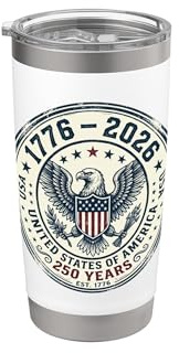 America 250 Years of Freedom 1776-2026 USA 250th Anniversary Stainless Steel Insulated Tumbler