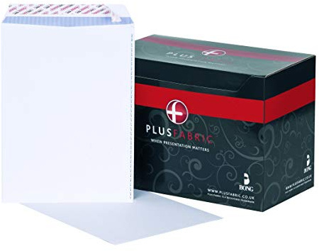 Plus Fabric C4 White Pocket Peel And Seal Envelope with Powertac And Easy Open, 120 gsm, Pack of 250