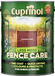 CUPRINOL LESS MESS FENCE CARE AUTUMN RED 9 LITRES