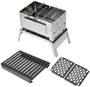 笑's Sho's B-6 Kun, Japanese compact charcoal Portable Grill, 3 Piece Set, 500g, solo camping, used in Anime