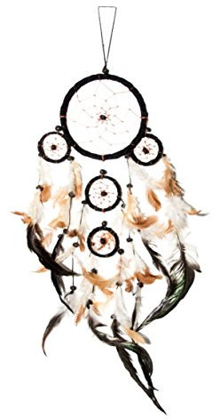 50cm x 11cm Traumfänger Dreamcatcher Schwarz Leder Indianer Dreams