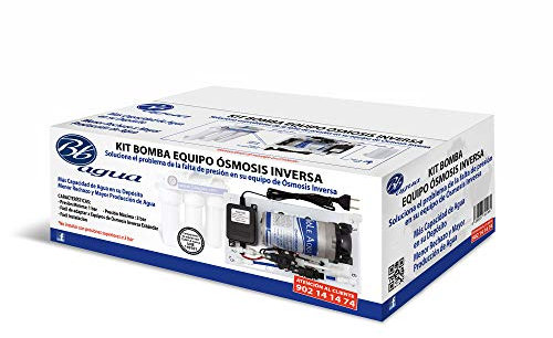 Kit de Bomba para equipos de Osmosis Inversa. Adaptable a todos los modelos de equipos de osmosis inversa. Incluye todo los necesario para la Instalación. Bbagua.