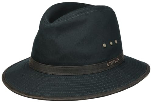 Stetson AVA Cotton Outdoorhut Traveller-Hut Herren Australienhut mit UV-Schutz 40+ Baumwollhut Herrenhut Frühjahr Sommer dunkelblau M (56-57 cm)