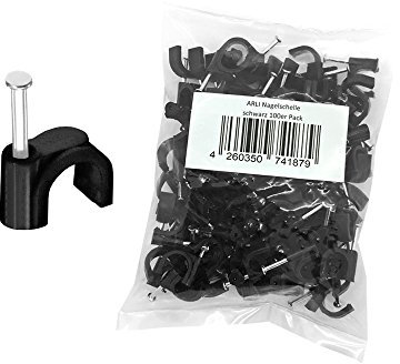 Nagelschelle 12mm 100x Kabelschelle schwarz allzweck Nagelschellen Rundschelle Kabelbefestigung Kabel Befestigung Nagel universal 12 mm ARLI 100 Stück