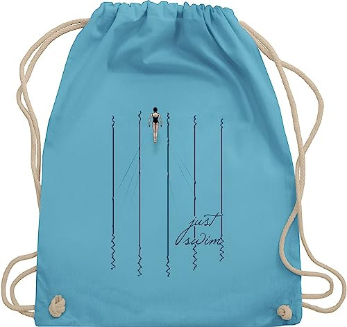 Shirtracer Turnbeutel Rucksack - Wassersport - Just swim - Unisize - Hellblau - schwimmer geschenk schwimmen schwimmmotiv schwimm beutel schwimmsport sprüche thema juterucksäcke schwimmerin spruch