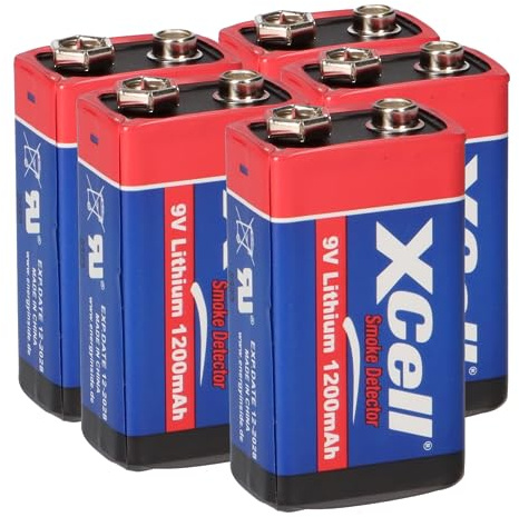 5X Batterie Lithium 9 Volt Block 1200mAh, 9v E-Block (U9VL, CR-9V, 6LR61) 10 Jahres Batterie ideal für z.B. Rauchmelder, Feuermelder, Messgeräte, Mikrofone u.v.m. AKKUman Set (5 Stück)