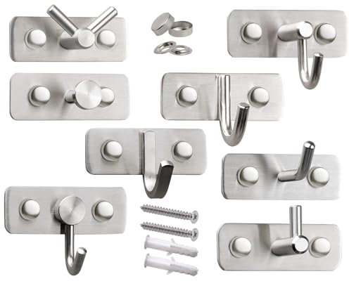 Stahlia Garderobenhaken Edelstahl Kleiderhaken Wand (Giorgia) Garderobenleiste Wandhaken Haken zum Schrauben Handtuchhaken zum Bohren Haken Garderobe