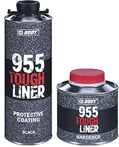 HB Body 955 Tough Liner 1 Litre Spray Coating Truck Bed Boats Trailers in Black Will cover 3m sq approx a durable 2K polyurethane coating that provides surfaces with a protective barrier.