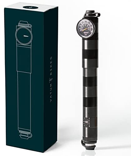 Mini Fahrradpumpe für alle Ventile mit Druckanzeige - Luftpumpe Fahrrad alle Ventile - Geeignet für französisches Ventil & Sclaverand Ventil