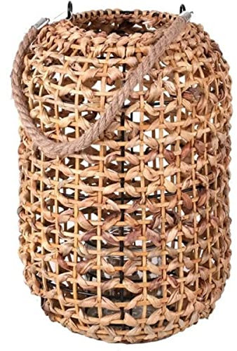 NATURAL LIVING Laterne Malaga aus Rattan mit Kerzenhalter aus Glas, D24 x H36 cm