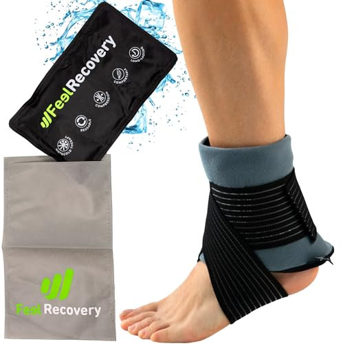 Poche de Glace en Gel Cheville & Pied (28x17 cm) - Compresse Chaud Froid Réutilisable - Soulager la Douleur: Entorse, Arthrose, Tendon d’Achille - Sac Gel Glace avec Sangles Élastiques