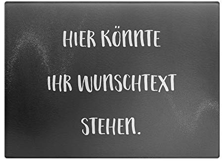 printplanet - XL Glas-Schneidbrett mit Text selbst gestalten - XL Frühstücksbrettchen Personalisieren und Bedrucken - Hintergrund: Schwarz