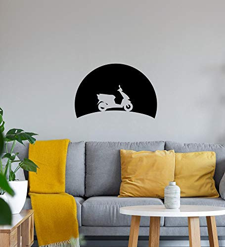 Motorroller im Sonnenuntergang Wandtattoo Schwarz Aufkleber 40 x 27 cm