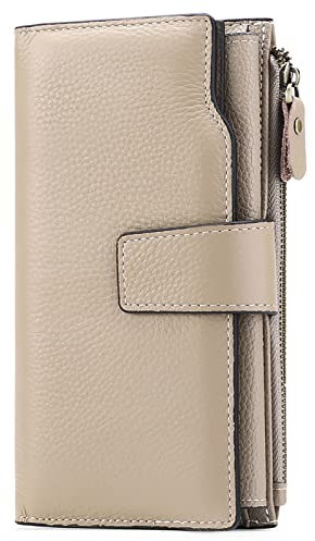 Sendefn Portefeuille en cuir véritable pour femme - Grande capacité, L