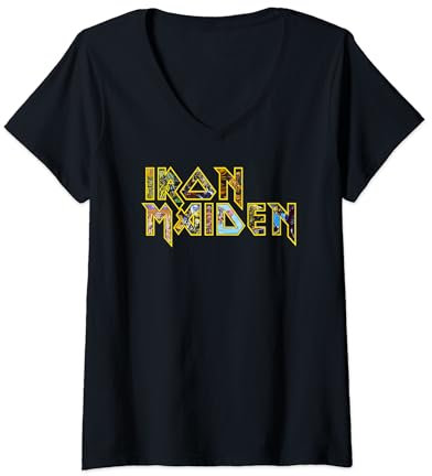 Womens Iron Maiden - Eddie Logo V-Neck T-Shirt