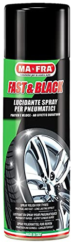 Ma-Fra, Fast & Black, Lucidante Spray Antistatico per Pneumatici, Pratico, Veloce, Ravviva Il Colore Originale delle Gomme, Previene Screpolature, Formato 200ml