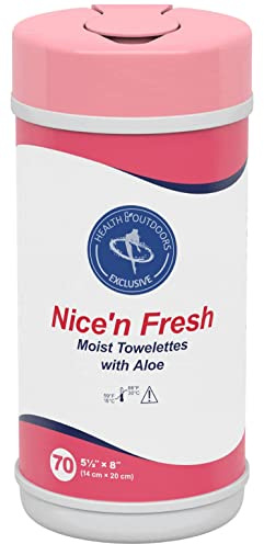 HAO Nice 'n Fresh Wet Towels, Refreshing Skin Cleansing Wipes with Aloe and Lanolin, Pack of 70