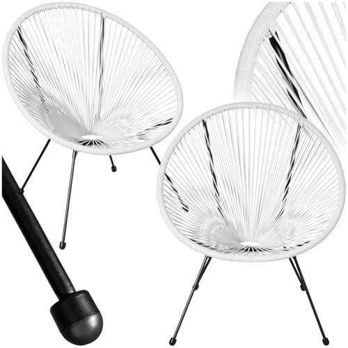 tectake® Lot de 2 Fauteuil de Jardin Acapulco pour Salon de Jardin Exterieur ou Intérieur, Structure en Acier époxy, Mobilier pour Amenagement Balcon Terrasse - Plusieurs Couleurs