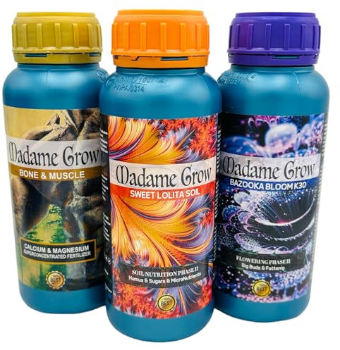 MADAME GROW dünger pflanzen grün - dünger pflanzen grün - flüssigdünger für pflanzen - universal dünger - dünger für pflanzen - aromatische früchte -deckt mangelerscheinungen ab (KIT AMAZONAS 3x500ml)