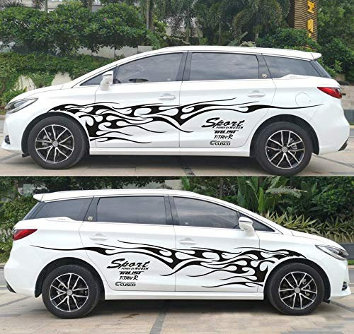 TangDao Auto Sticker Aufkleber Flammenblume DIY Seitenaufkleber Groß Wohnwagen 330CM (Schwarz)