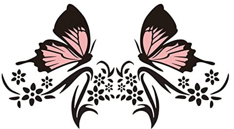 2 Stück Auto Aufkleber Motorhaube, MoreChioce Schmetterlings Blumen Autoaufkleber Grafik Autoseitenkörper Aufkleber Wasserdichte Karosserie Decal Dekoration für Auto SUV LKW Laptop,Schwarz Rosa