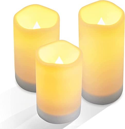 TKMARS Led Kerzen Solarbetrieben Kein Batteriewechsel Erforderlich Led Kerzen mit Timerfunktion Geeignet für Heimdekoration, Weihnachten, Hochzeit (3er-Pack)