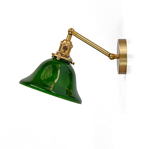Einstellbare Wandleuchte Grün Glas Lampenschirm Industrielle Wand Schaukel Arm Lampe Vintage Stil Messing Wand Lichter für Wohnzimmer schlafzimmer Loft Bad