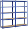 Yaheetech Scaffale in Metallo Acciaio Senza Viti Regolabile Scaffalattura a 5 Ripiani Portata 875 kg per Carichi Pesanti Mensola Salvaspazio 180 x 180 x 40 cm da Garage Cucina Blu