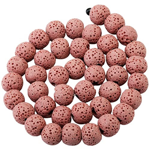 KYEYGWO 10 mm Runde Lavastein Perlen Strang für die Schmuckherstellung, Vulkangestein Lose-Perlen Halbedelsteine-Perlen Schmuck-Accessoires für DIY Design, Armband und Parfüm-Diffusor, Rosa