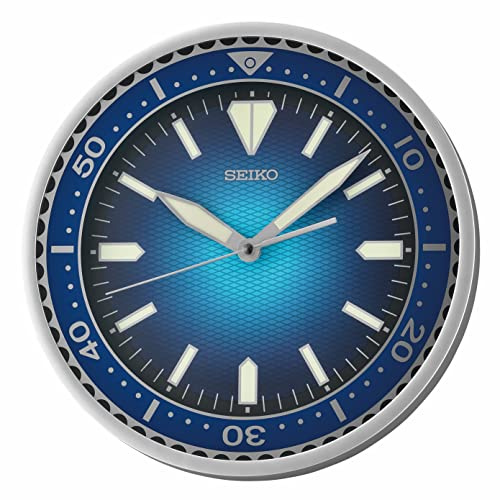 Seiko 30,5 cm Heritage Design Wanduhr Zifferblatt Metallic Blau