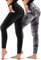 CAMPSNAIL 2er Pack Leggings Damen Schwarz High Waist Sport Leggins Blickdicht Sporthose für Gym Yoga(Schwarz&Tie Dye Schwarz-T,L-XL)